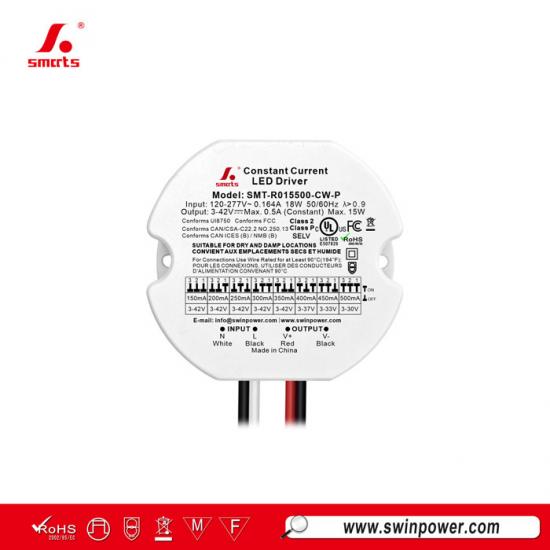 120-277vac Stable Light 15W Constant Current Round LED Driver for led lighting