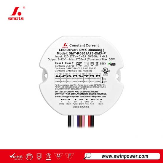 50W DMX512 Dimmable Constant Current Round LED Driver for indoor